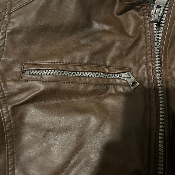 Guess Men's Faux Leather Motorcycle Jacket - Brown- Medium - Picture 5 of 11